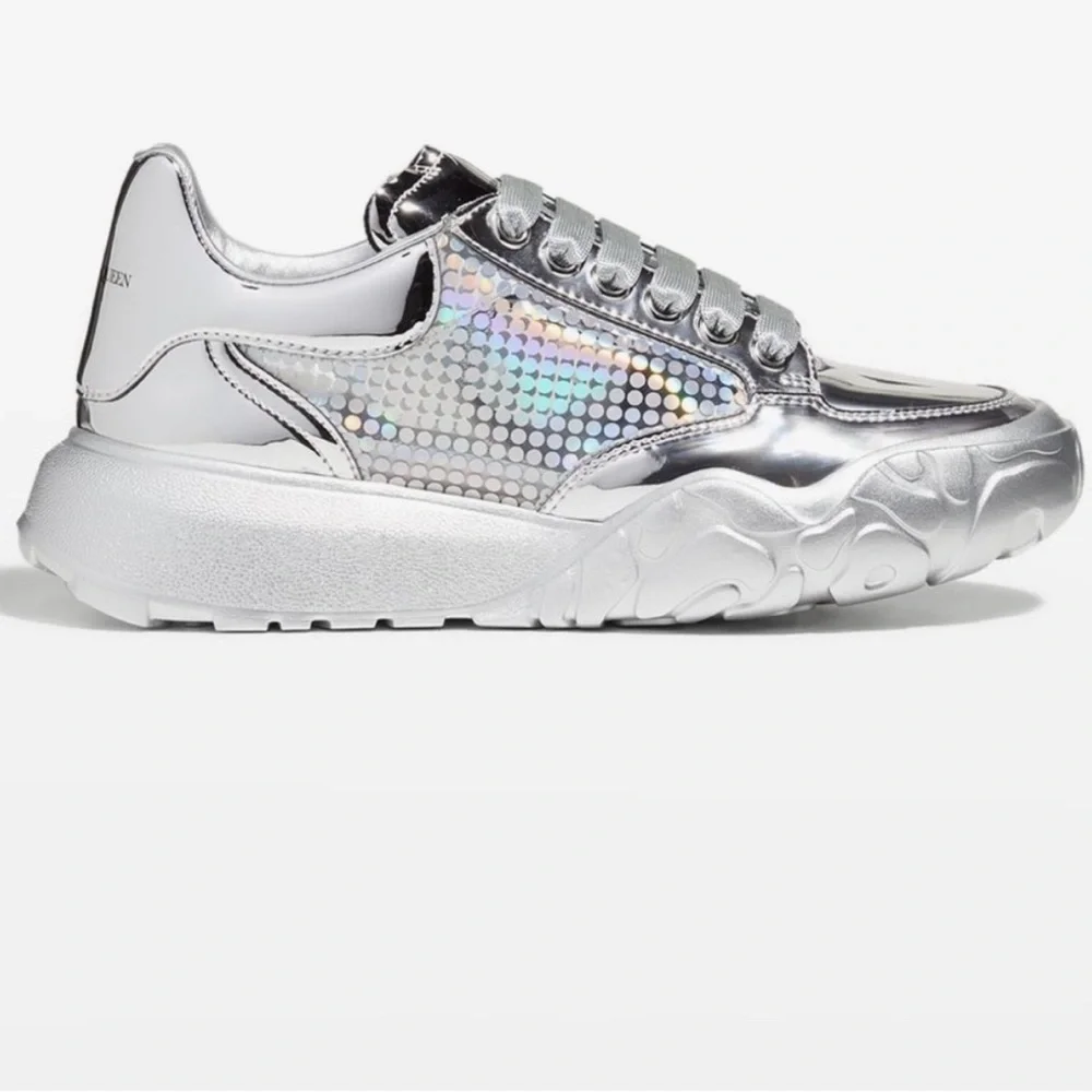 Alexander McQueen Silver Holographic Athletic Shoes